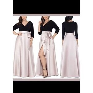 NWT $279 XSCAPE PLUS Size 18W  3/4 Sleeve Satin Ball Gown‎